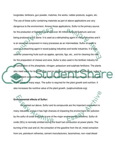 Effect of Sulfur on the Environment