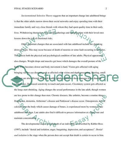 Final Stages Late Adulthood and Death Theories