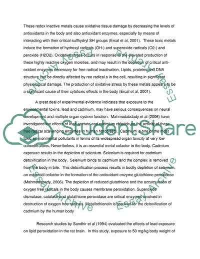 Heavy Metal Lead (Pb) and Cadmium (Cd) Cytotoxicity Assessment in Newborn Rats