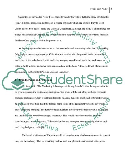 The Brand Plan of Chipotle- management paper