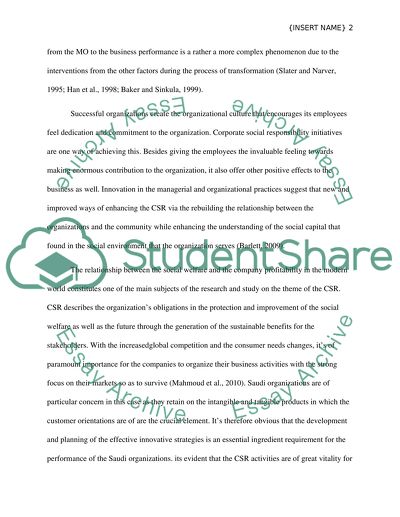 The Impact of Market Orientation, Corporate Social Responsibility - Saudi Industrial Organization