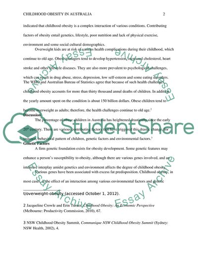 Analysis of the Problem of Childhood Obesity