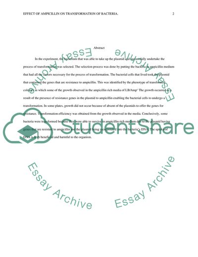 Effects of Ampicillin on Transformation in Bacteria
