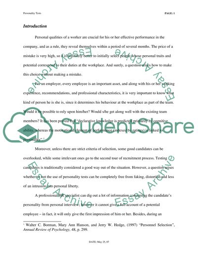 The Use of Personality Tests in Business