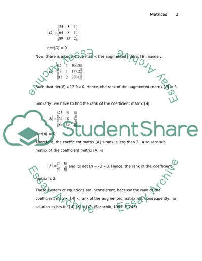 Matrices and the Solution of Linear Equations