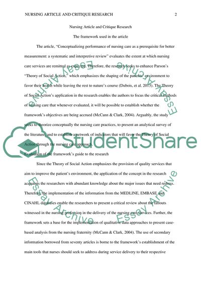 Conceptualizing Performance of Nursing Care as a Prerequisite for Better Measurement