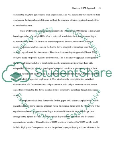 Strategic HRM Approach