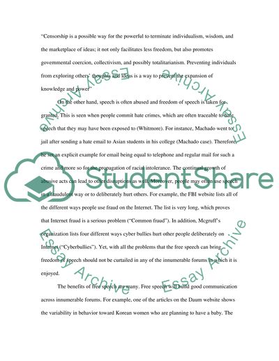 Freedom of Speech Over the Internet