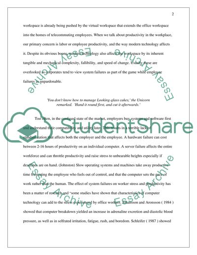 Loss of Productivity in The Workplace and Modern Technology