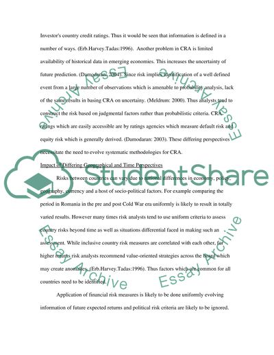 Evalutating country risk analysis