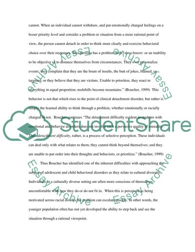 Behavior Disorders Related to Cultural Diversity