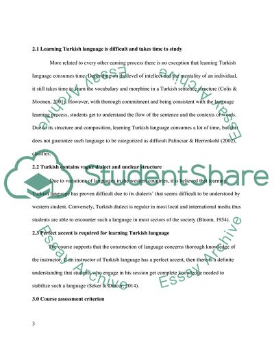 Designing a Turkish Language Course Design