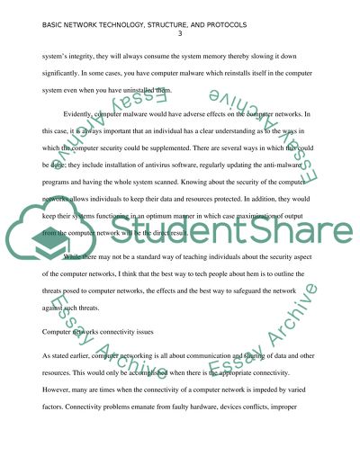 Basic Network Technology, Structure, and Protocols