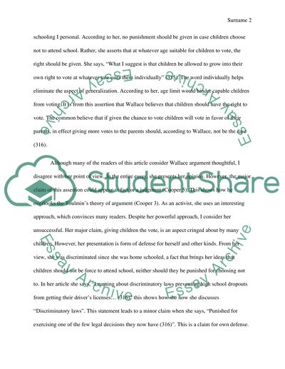 Critique of Vita Wallaces Give Children the Vote