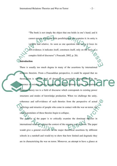 Theories surrounding the War on Terrorism shouldnt be so be complicated-Critical Analysis Paper