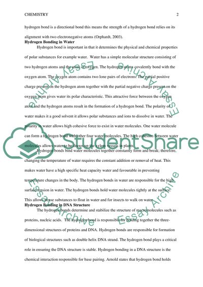 The importance of Hydrogen Bonding in Biology