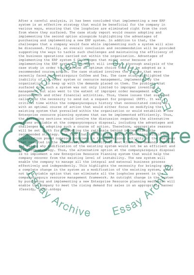 The Existing Resource Management System within Peets Coffee and Tea