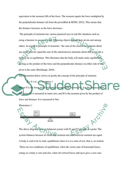 Static equilibrium and the requirements of this principle