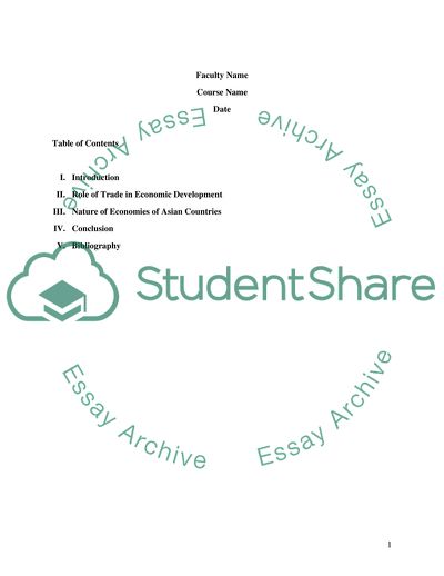 The Development of the Fast Growing Asian Economy