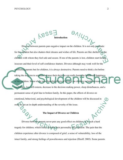 The Impact Of Divorce On Children