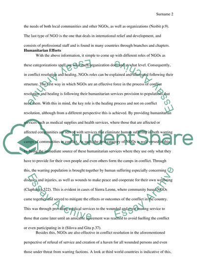NGOs are an effective force in processes of conflict resolution and healing. Discuss using examples