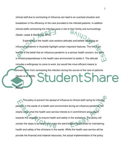 Development of a Policy Document to Prevent the Spread of the Influenza among the Clinical Staff