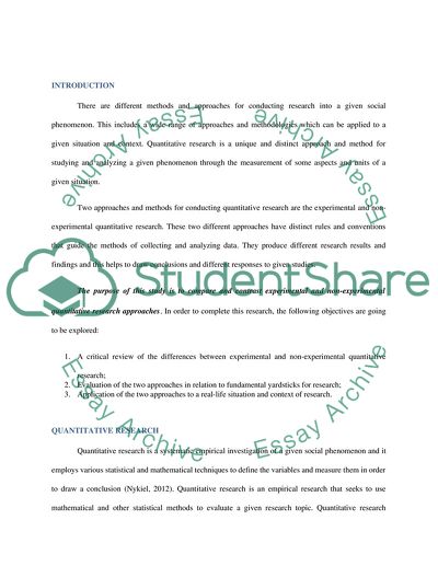 Experimental versus Non-Experimental Research