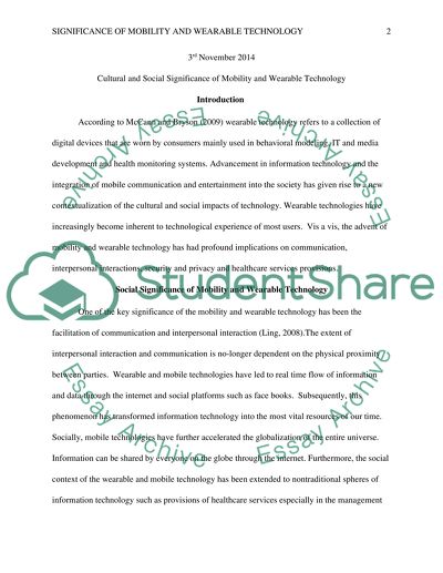 Cultural and Social Significance of Mobility and Wearable Technology