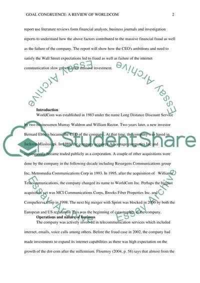 Goal Congruence: Analysis of WorldCom
