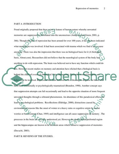 Psychology: Repression of Memories