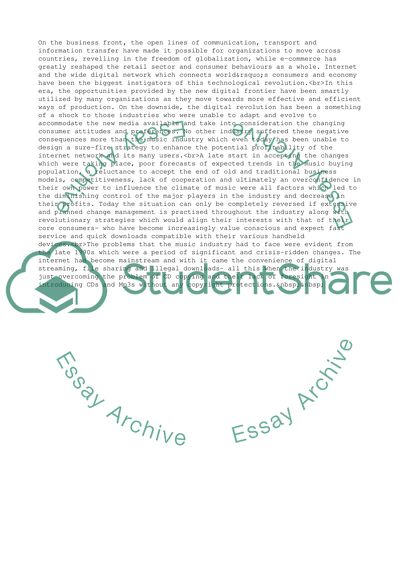 Music Industry - Strategic and Change Management for the New Era