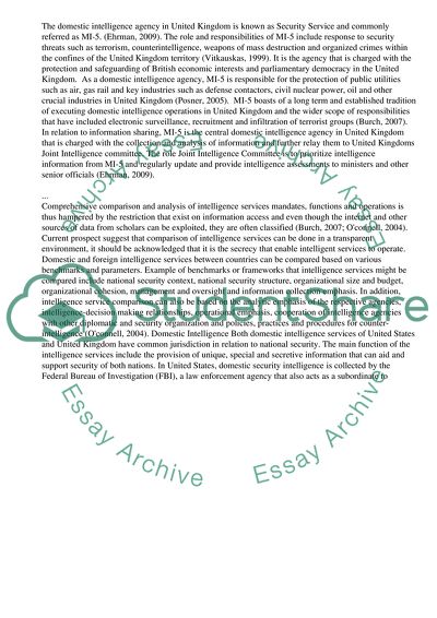 Domestic and Foreign Intelligence Services