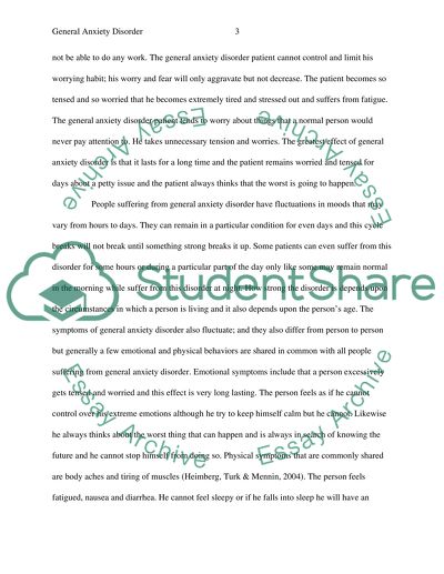 College essay generalized anxiety disorder
