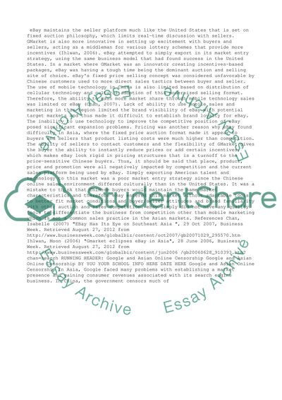 Ebay and Market Entry Challenges