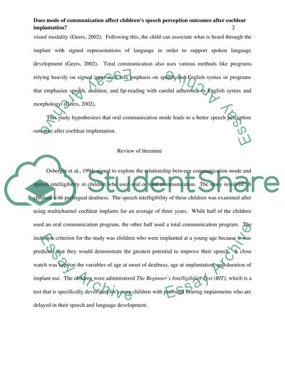 Mode of Communication After Cochlear Implantation