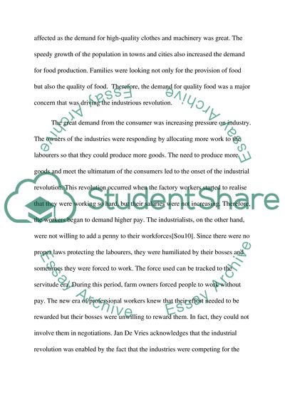 The Interpretation of the First Industrial Revolution as an Industrious Revolution