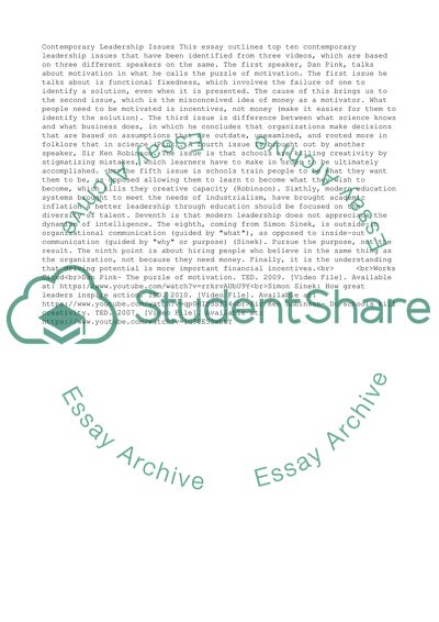 Contemporary leadership issues