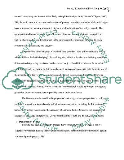 Does Gender Affect the Way in Which Children Deal with Bullying