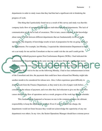 A memo discussing an issue at work from the perspective of an employee