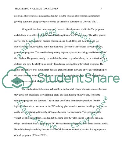 Marketing Violence to Children: Trends and Effects