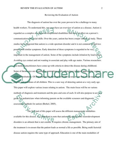 The Diagnosis of Autism