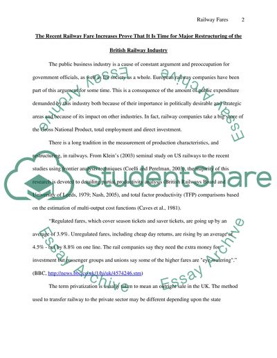 The Recent Railway Fare Increases
