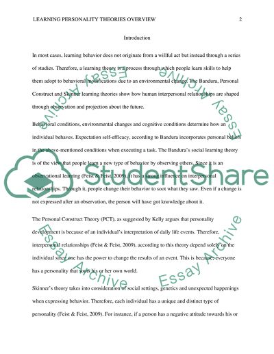 Learning Personality Theories Overview