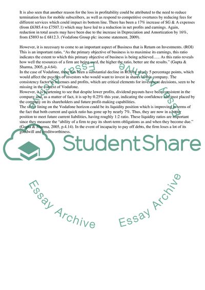 Performance of the Vodafone Company for the Last Two Years