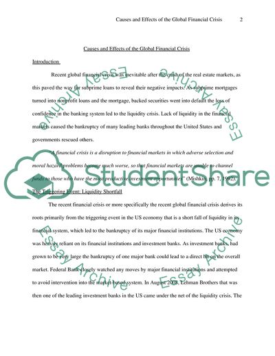 Causes and Effects of the Global Financial Crisis