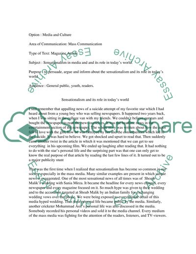 Magazine article on sensationalism and its role in todays world