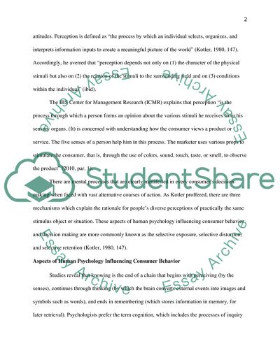 The Role of Perception in the Design of Effective Marketing Activities