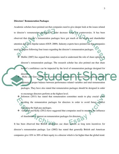 Directors Remuneration Packages