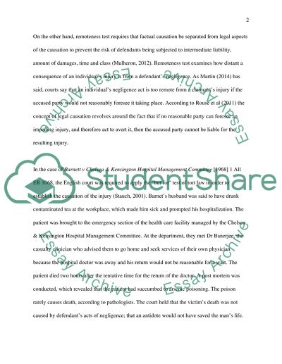 Tort. Causation and remoteness of damage