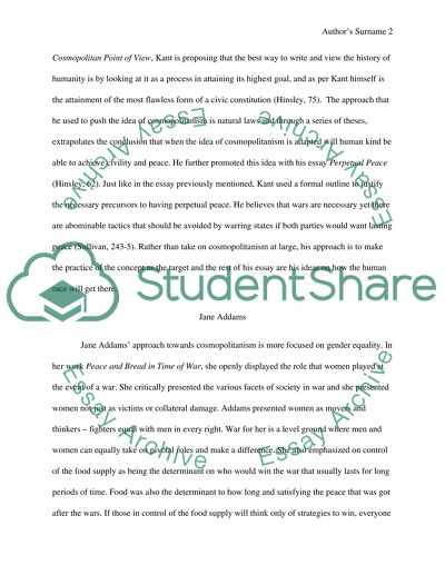 The Cosmopolitan Perspective on Issues of War and Peace